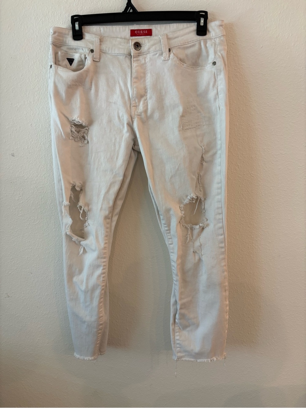 GUESS Distressed White Skinny Jeans